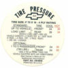 1968 - Tire Pressure Decal for Glove Box - Exact Reproduction F70 x 14 Tire