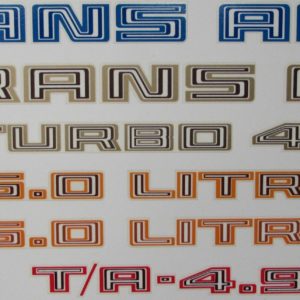 1981 Trans Am assorted decals in various colors.